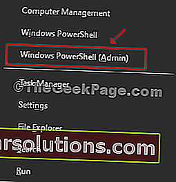 Tekan Win + X, Klik Pada Windows Powershell (admin) Dari Menu