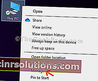 이 PC 관리를 마우스 오른쪽 버튼으로 클릭