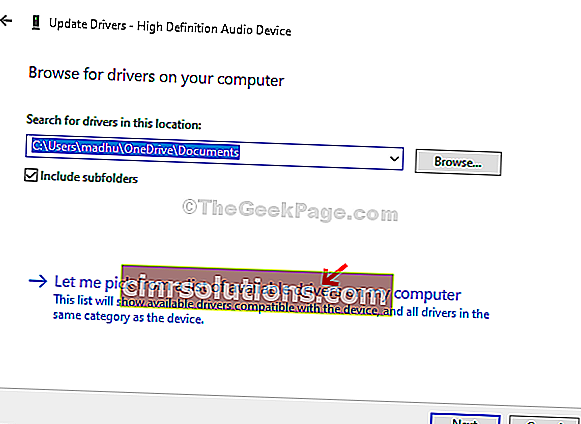 コンピューターで使用可能なドライバーのリストから選択させてください
