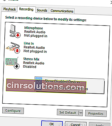 無効なデバイスを表示するサウンドWindows10分