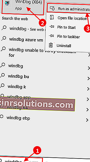 Windbg افتح تشغيل كمسؤول