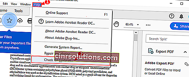 Periksa Pembaruan Adobe Reader