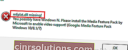 Mfplat.dll مفقود في نظام التشغيل Windows 10
