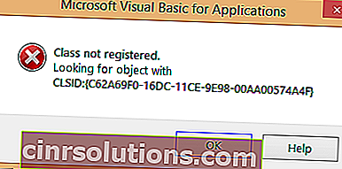 فئة غير مسجلة خطأ في Windows 10