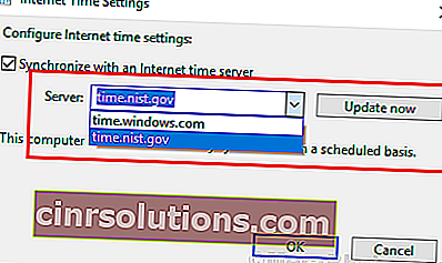인터넷 시간 서버 선택