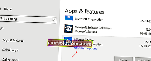 Microsoft Store 고급 옵션 설정 Windows 10 Min (1)