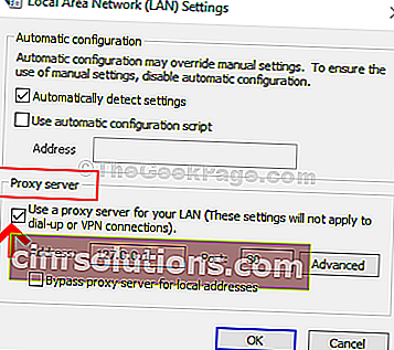 Lan Settings Check Use A Proxy Server For Your Lan