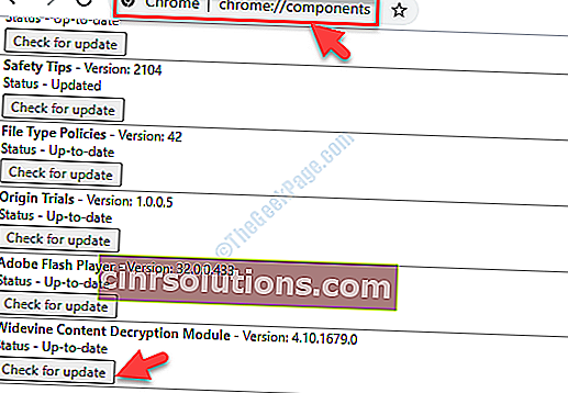 업데이트를위한 Chrome 브라우저 Chrome 구성 요소 Widevine 내용 복호화 단위 Chek