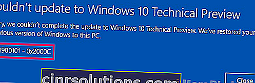 Ralat Utama 0xc1900101 Ralat Windows 10