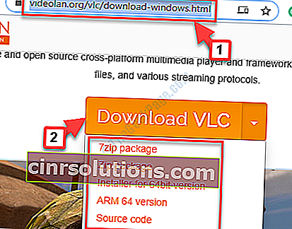 ดาวน์โหลดหน้าดาวน์โหลดอย่างเป็นทางการของ Vlc Media Player ตามสถาปัตยกรรมระบบ
