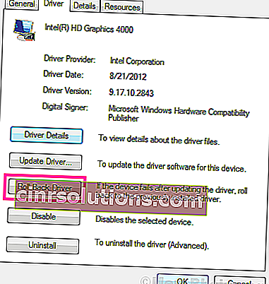 롤백 업데이트 드라이버 확인 프로그램에서 감지 된 위반 Windows 10