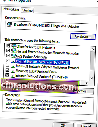 Internet Protocol Version 4 Wifi Properties