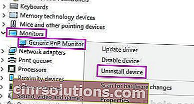 قم بإلغاء تثبيت Device Generic Pnp Monitor